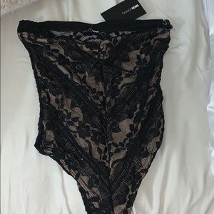 Strapless black bodysuit